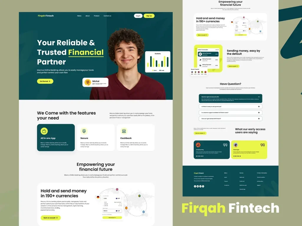 Fintech landing page