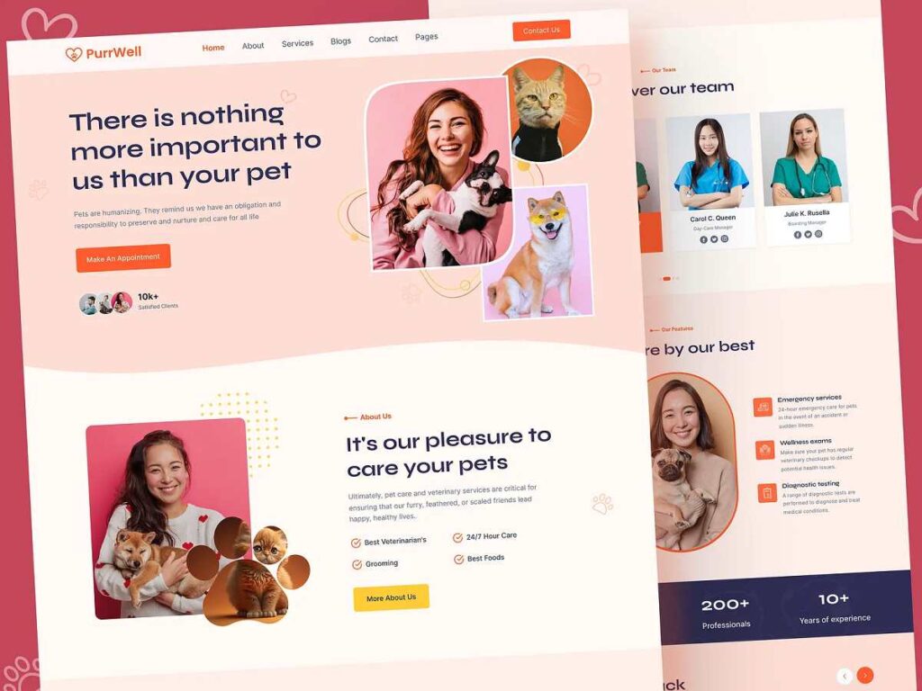 Pet care landing apge