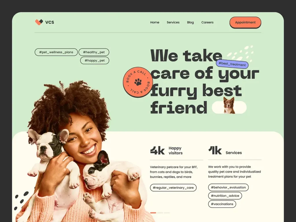 Veterinary website home page