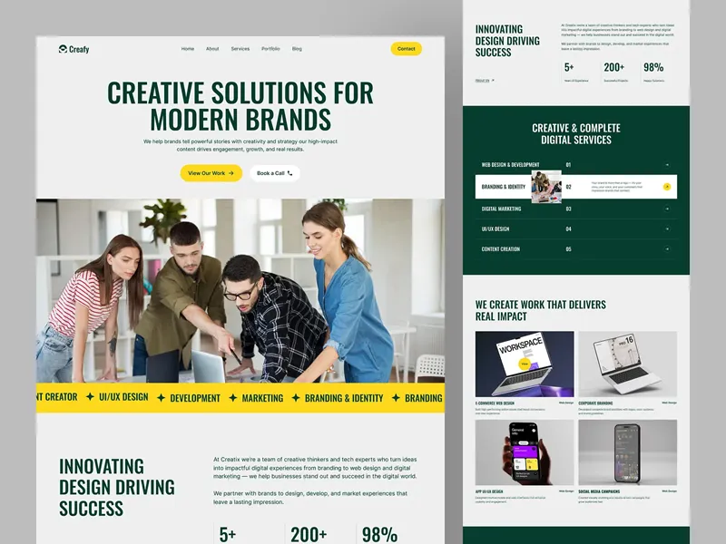 landing page template for a creative agency
