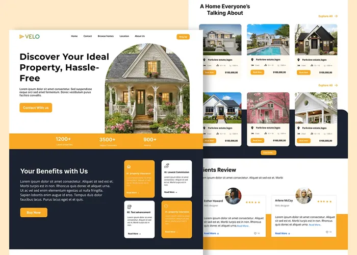 modern real estate landing page