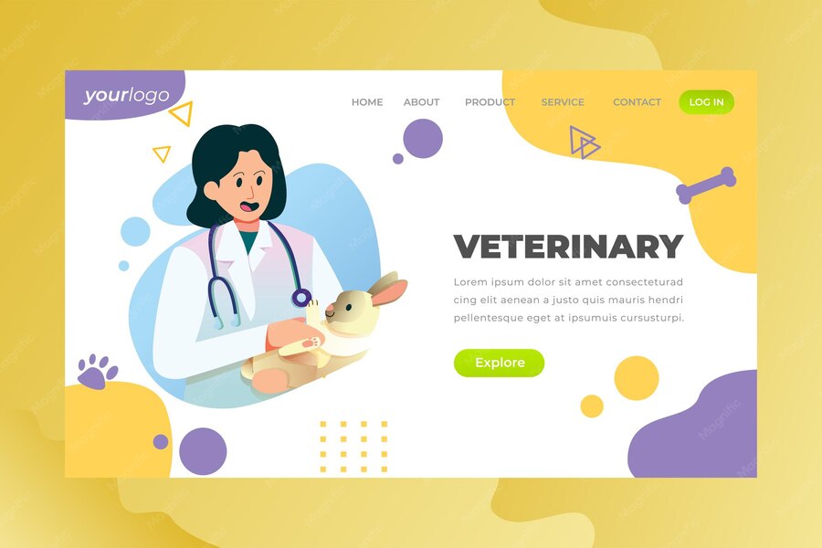 pets care vector landing page