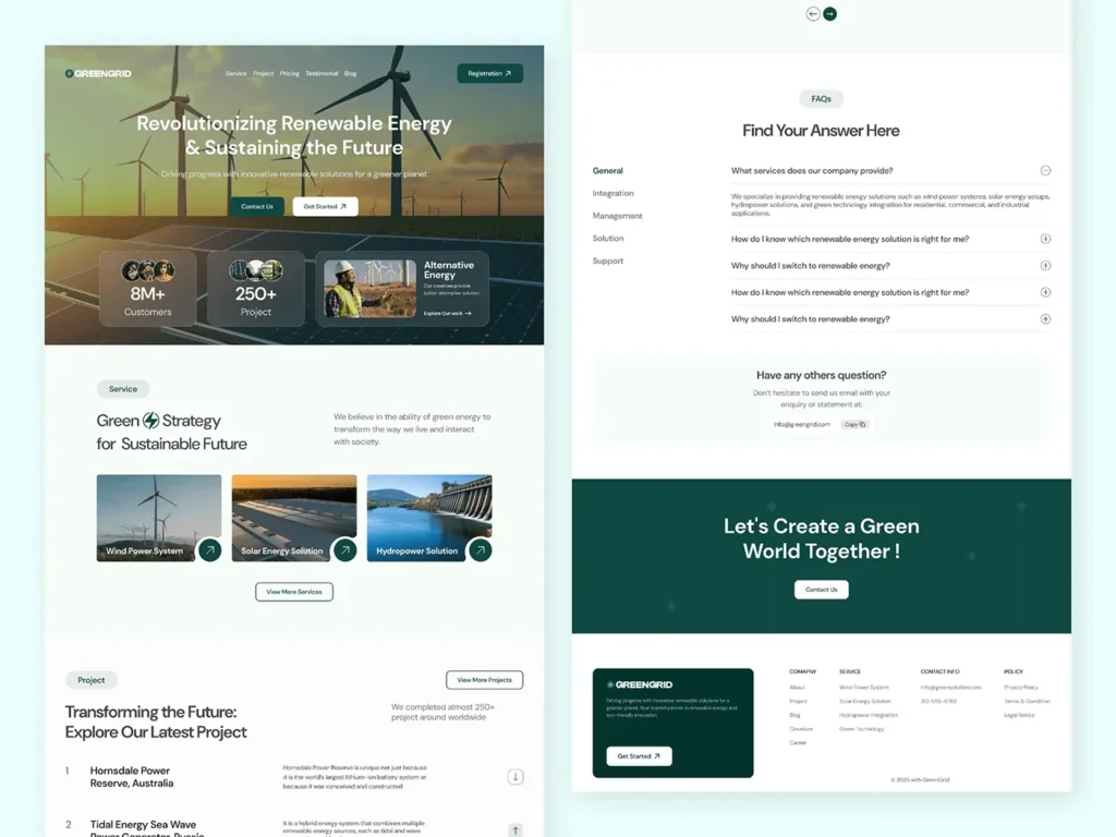 renewable energy solutions landing page